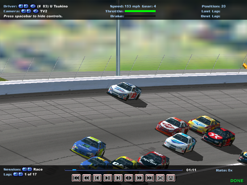 NASCAR Racing 2002 Season (Windows) screenshot: Replay Theatre.
