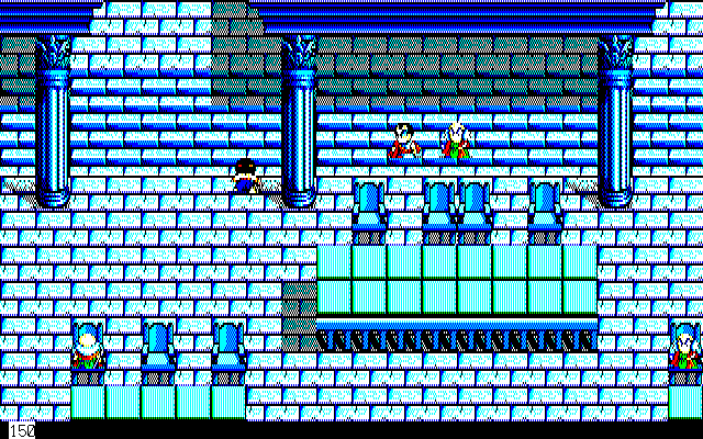 First Queen II: Sabaku no Joō (PC-98) screenshot: Looks like a railway station or something :)