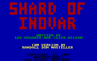 Trilogy (PC Booter) screenshot: Shard of Inovar title screen