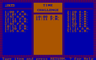 Schoolhouse (DOS) screenshot: Playing the 'Time Challenge'