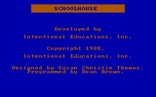 Schoolhouse (DOS) screenshot: Title Screen and Copyright Information