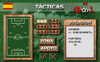 PC Gol (DOS) screenshot: Select tactics