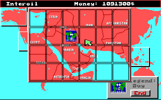 Black Gold (DOS) screenshot: checking your fields