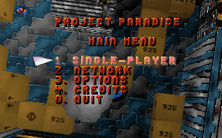 Project Paradise (DOS) screenshot: Main menu