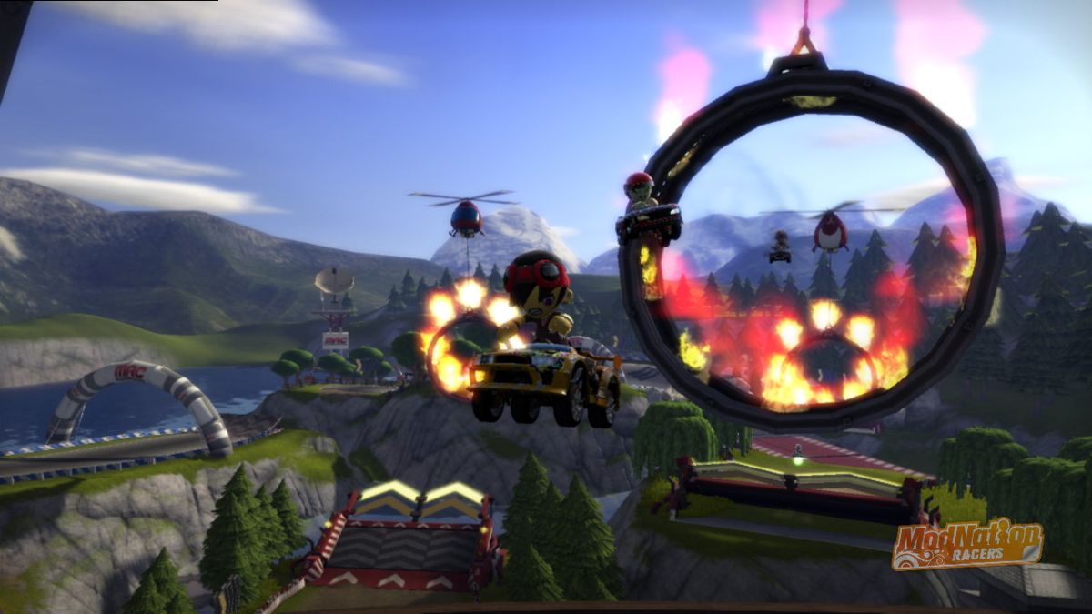 ModNation Racers (PlayStation 3) screenshot: Jumping through fire hoops (in-game photo mode)