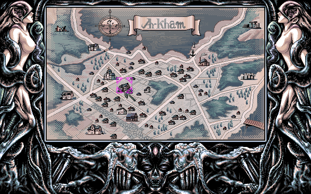 Necronomicon (PC-98) screenshot: Choosing locations from the map