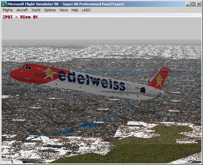 Mad Dog (Windows) screenshot: The MD-83 in Edelweiss livery.