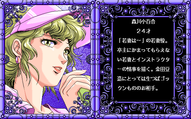 Sei Senshi Mokkoriman (PC-98) screenshot: Each level begins with a stylish picture of the "boss girl"