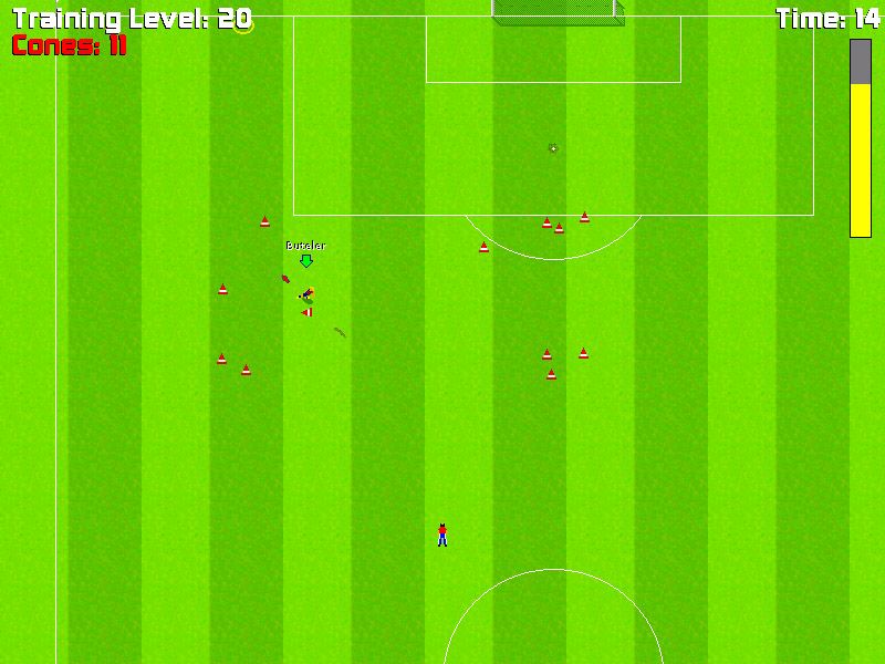 New Star Soccer 3 (Windows) screenshot: Tackle practice: knock down those cones!