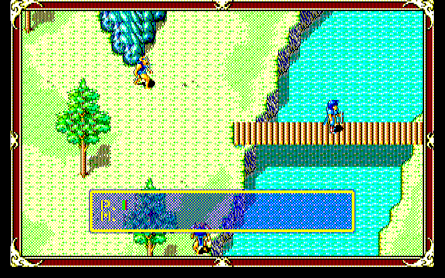 Xak: The Art of Visual Stage (PC-98) screenshot: Crossing a bridge, with ogres pursuing