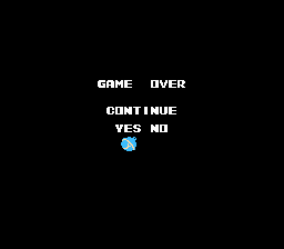 Stinger (NES) screenshot: Game over. Continue?