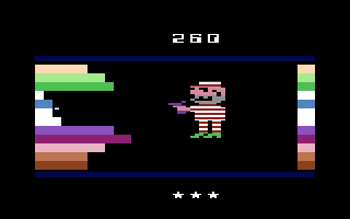 Squeeze Box (Atari 2600) screenshot: Turn all of the blocks white in this game variation