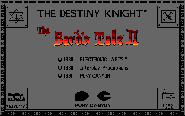 The Bard's Tale II: The Destiny Knight (PC-98) screenshot: Title screen