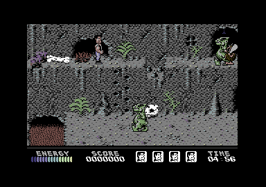 Renegade III: The Final Chapter (Commodore 64) screenshot: Starting out and already enemies are approaching.
