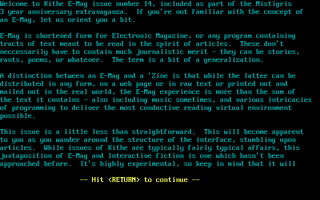 Kithe #14 (DOS) screenshot: Explanation