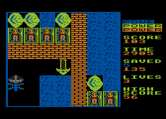 The Survivors (Atari 8-bit) screenshot: Droid 2 beamed some survivors to safety.