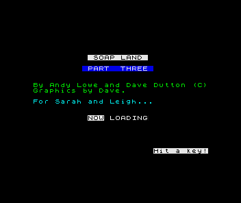 Soap Land (ZX Spectrum) screenshot: Part Three: Title screen