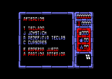 Afteroids (Amstrad CPC) screenshot: Main menu