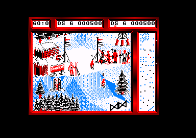 Professional Ski Simulator (Amstrad CPC) screenshot: And we're off!