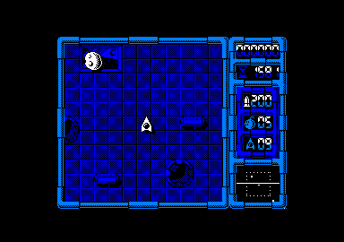 Afteroids (Amstrad CPC) screenshot: Starting out. Beware the floating ast...I mean, afteroid.