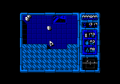 Afteroids (Amstrad CPC) screenshot: When you shoot the white ones, the break into smaller pieces.