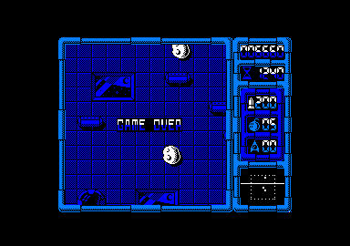 Afteroids (Amstrad CPC) screenshot: I lost all my lives. Game over.