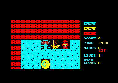 The Survivors (Amstrad CPC) screenshot: Starting out with the three droids.