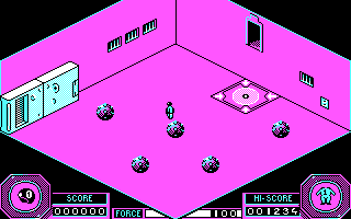 Mission (DOS) screenshot: Exit the first room using the elevator. And from now on you're on your own!