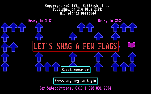 Zig Zag Flag Shag (DOS) screenshot: Title screen