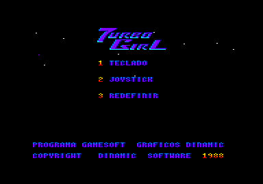 Turbo Girl (Amstrad CPC) screenshot: Title screen and main menu