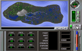 Unnatural Selection (DOS) screenshot: Island View Selection