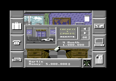 Black Gold (Commodore 64) screenshot: Nice Miami Vice pun in the PI's name