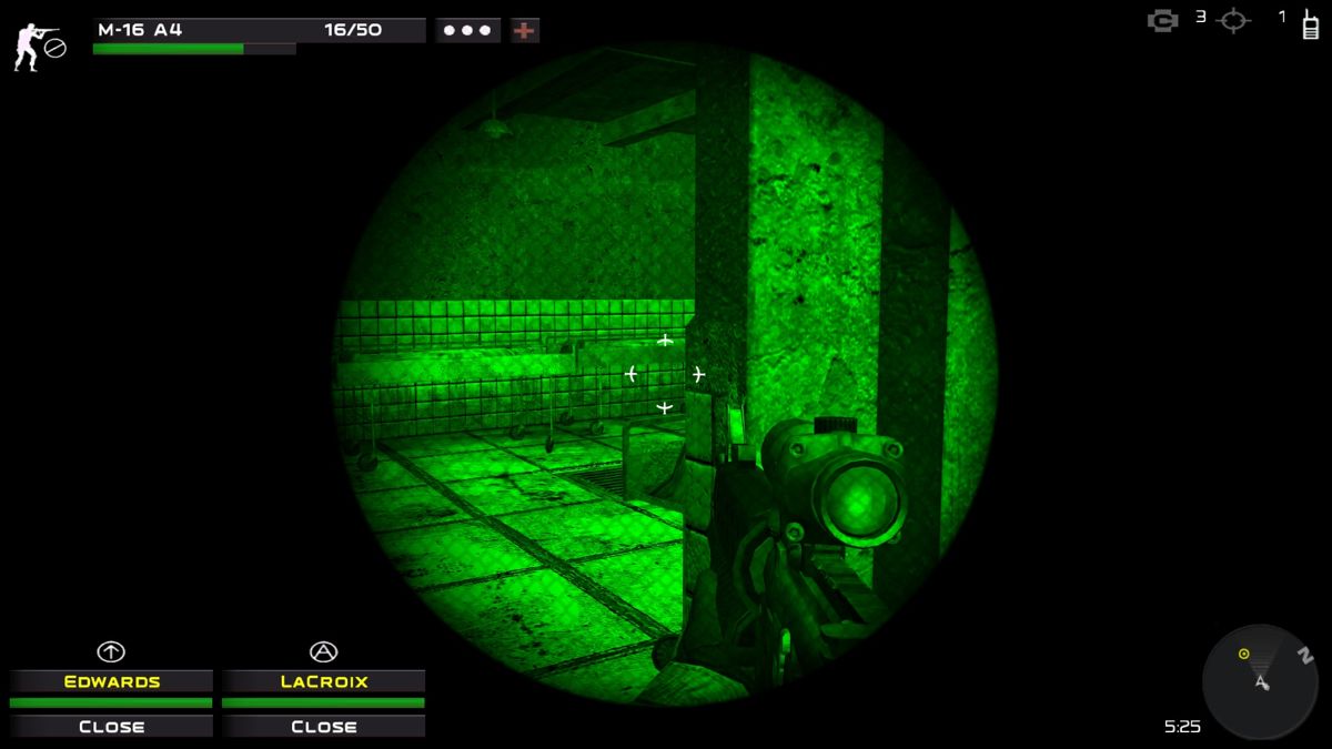 Close Combat: First to Fight (Windows) screenshot: Night vision comes handy at night but you can't use scope at the same time