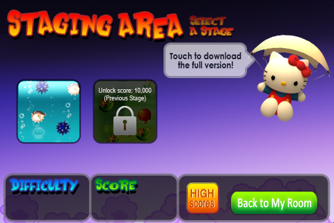 Hello Kitty: Parachute Paradise (iPhone) screenshot: Level Selection (Demo Version)
