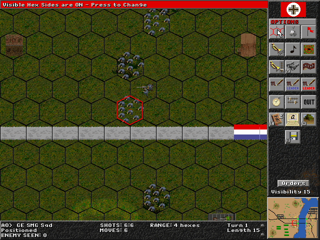 Steel Panthers (DOS) screenshot: Options screen