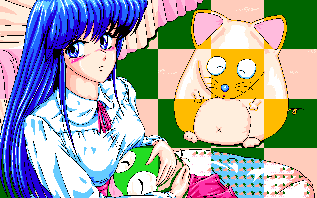 Hoshi no Suna Monogatari 2 (PC-98) screenshot: The obligatory "stuffed animals go well with explicit sex" Japanese game screenshot