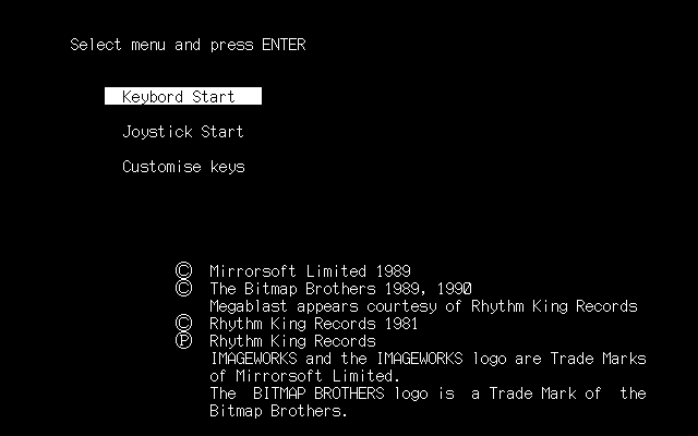 Xenon 2: Megablast (PC-98) screenshot: Main menu