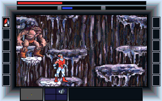 CyberGenic Ranger: Secret of the Seventh Planet (DOS) screenshot: A caveman! He doesn't look happy