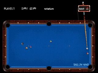 Billiards (PlayStation) screenshot: You can switch between 1st-person and top-down perspective in mid play