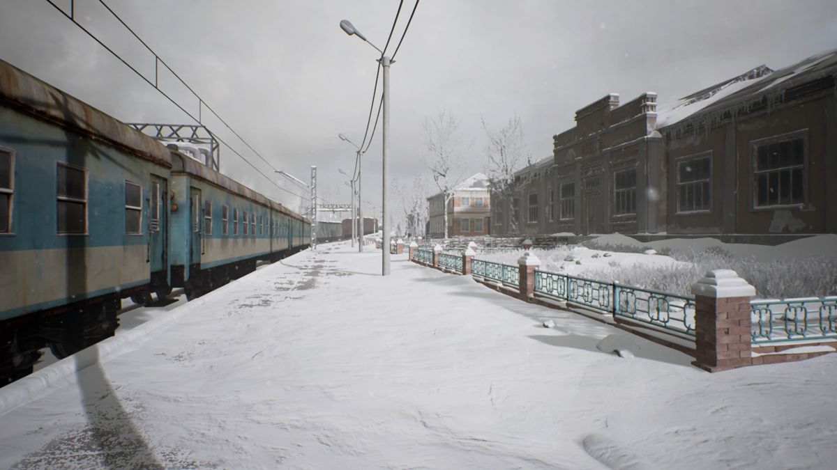 Kholat (PlayStation 4) screenshot: The game starts at the train stop in a small town