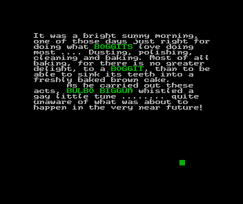 An Everyday Tale of a Seeker of Gold (ZX Spectrum) screenshot: After the title screen and the credits the game launches straight into the background story