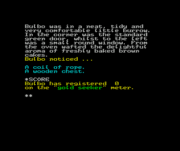An Everyday Tale of a Seeker of Gold (ZX Spectrum) screenshot: The game begins. Scoring is in gold pieces, not points