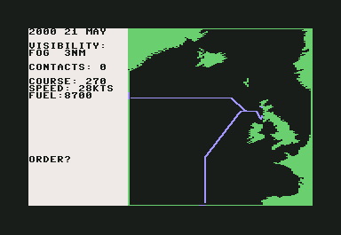 Dreadnoughts (Commodore 64) screenshot: North sea shipping lanes and battle map