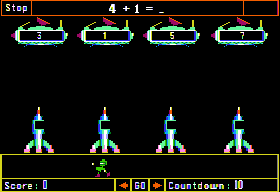 Math Blaster Plus! (Apple II) screenshot: The Blasternaut game.