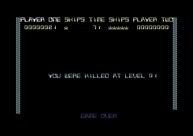 Arcadia (Commodore 64) screenshot: I lost my last life. Game over.