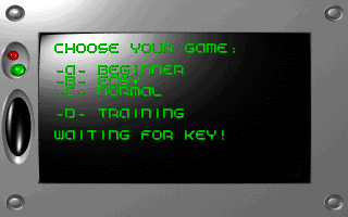 Terroid (DOS) screenshot: Selecting the game's difficulty<br><br>Demo version