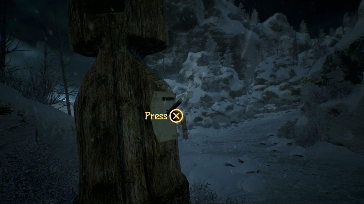 Kholat (PlayStation 4) screenshot: Found a note stuck in a totem pole