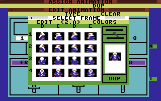Arcade Game Construction Kit (Commodore 64) screenshot: Select a frame to edit