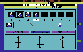 Arcade Game Construction Kit (Commodore 64) screenshot: Edit animation