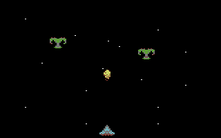 Arcade Game Construction Kit (Commodore 64) screenshot: AGCK Tutorial Game - One of the sample games - a simple Galaxian type game